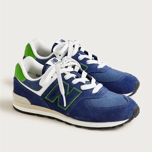 New Balance 574 Navy and Lime Athletic Shoes